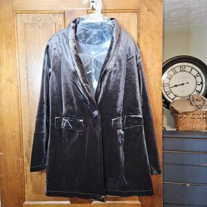 NWT Brown Velvet Blazer Jacket Small Chocolate Velour Dark Academia Professional